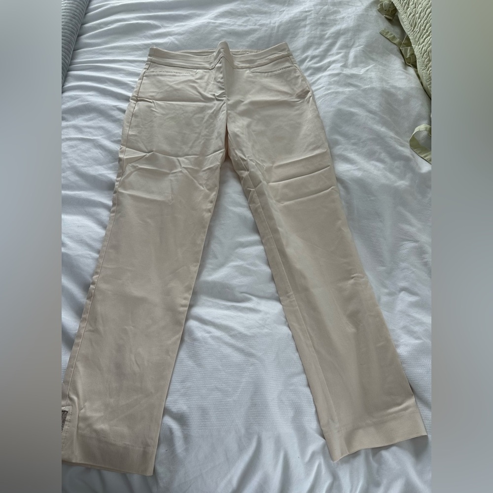 Chico’s Winter White Straight-Leg Pants Sparkle Cream Holiday Like New!